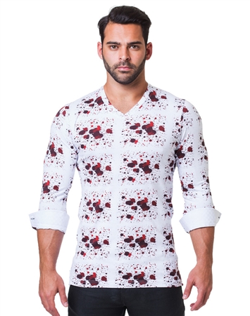 White Red Splash Dress Shirt