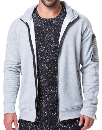 Maceoo Designer Long Sleeve Hoodie Grey Solid