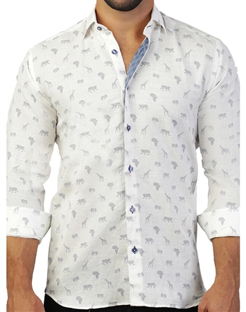 Designer White Safari Linen Shirt