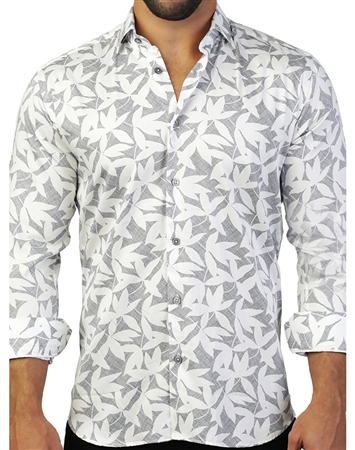 Mesmerizing Leaf Print Dress Shirt