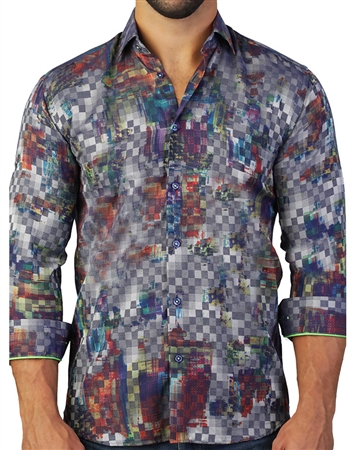 Captivating Digital Square Print Dress Shirt