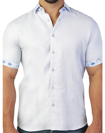 Fashionable Light Blue Short Sleeve Woven