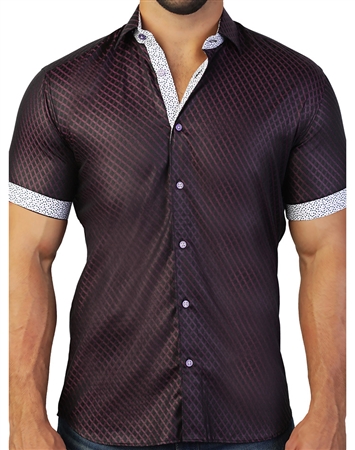 Gradient Black Purple Check Dress Shirt