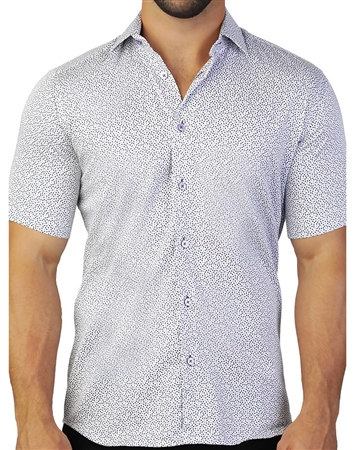 Fresh New Purple Dot Short Sleeve Woven