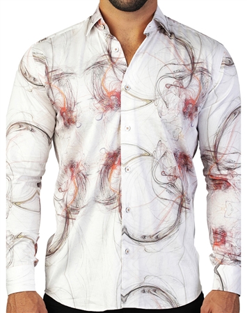 White Multi Color Dress Shirt