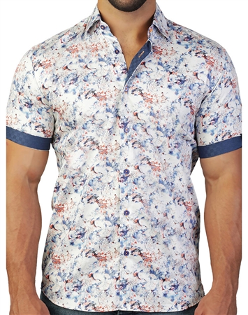 Colorful Blue Short Sleeve Woven