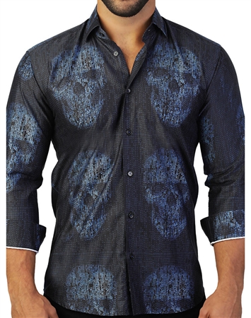 Blue Skull Dress Shirt