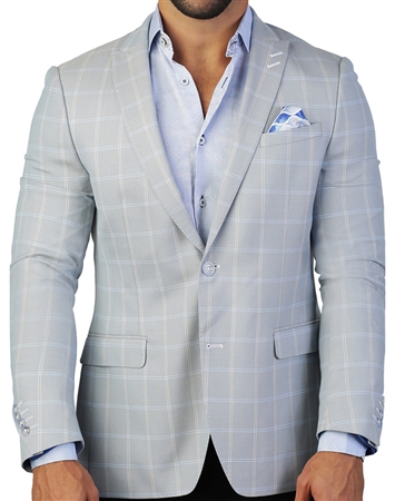 Steel Blue Check Blazer