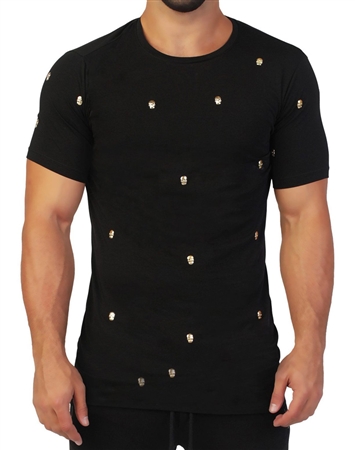 Maceoo Designer Short Sleeve T-Shirt Black Skull