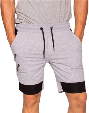 Maceoo Designer Drawstring Sport Shorts Grey Solid Pattern