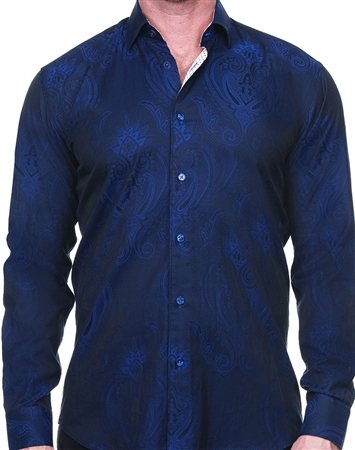 Royal Blue Paisley Jacquard Shirt