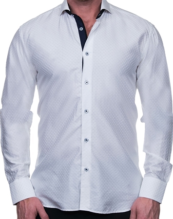 White Jacquard Dot Button Down