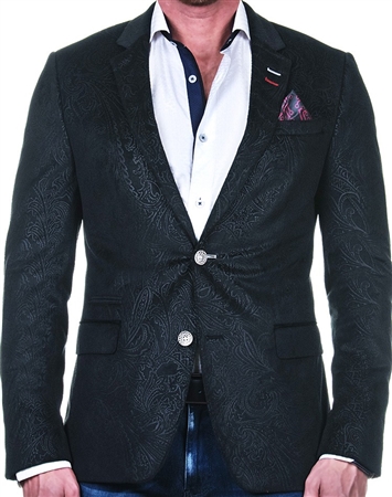 Fashionable Black Floral Paisley Blazer