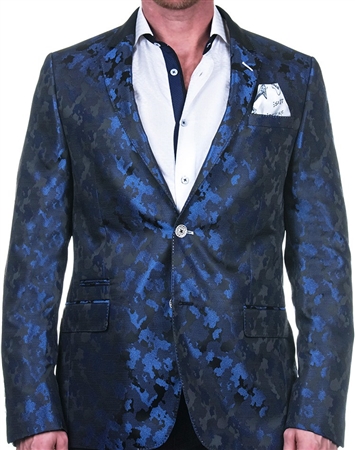 Blue Camo Jacquard Blazer