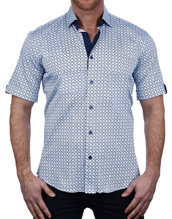 Flossy Blue Short Sleeve Dress Shirt