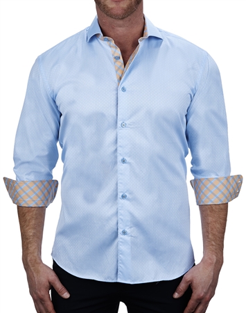 Luxury Blue Jacquard Dress Shirt