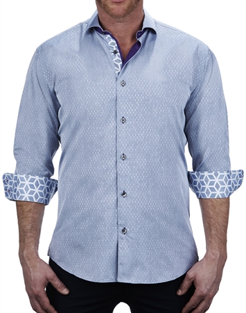 Handsome Blue Print Dress Shirt