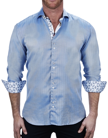 Modern Blue Jacquard Dress Shirt