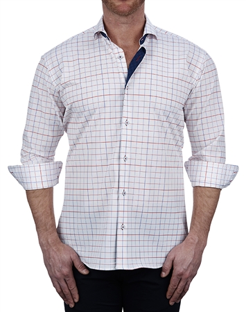 Luxury White Check Dress Shirt