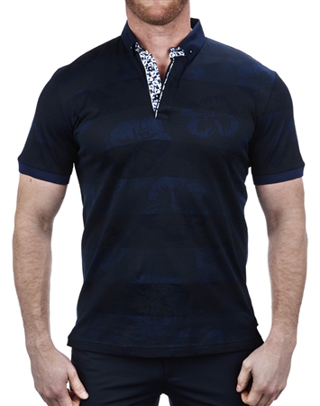 Dark Blue Floral Polo