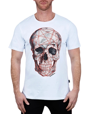 Tee skullred white