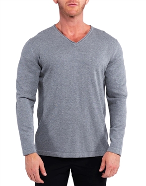 Sweater v-neckpiping grey