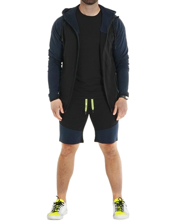 Maceoo Designer Athletic Drawstring Shorts Blue Solid