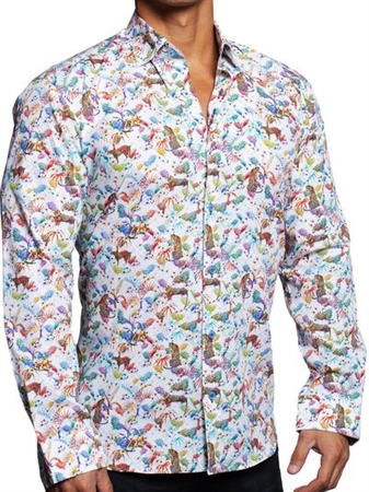 Elegant Maceoo Fibonacci jungle white  Dress Shirt