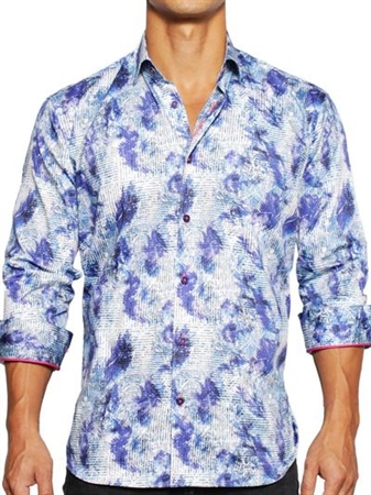 Maceoo fibonacci feather blue Dress Shirt