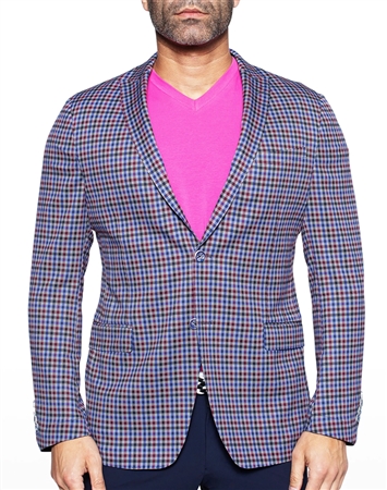 Maceoo Designer Blazer Blue Check