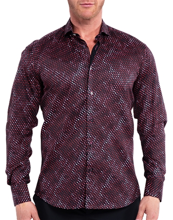 Maceoo Designer Dress Shirt Red Speckled