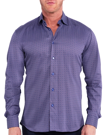 Maceoo Dress Shirt Blue Repeat Pattern