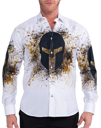 Maceoo Dress Shirt White Warrior Sketch