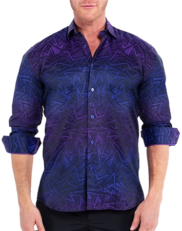Maceoo Dress Shirt Purple Abstract
