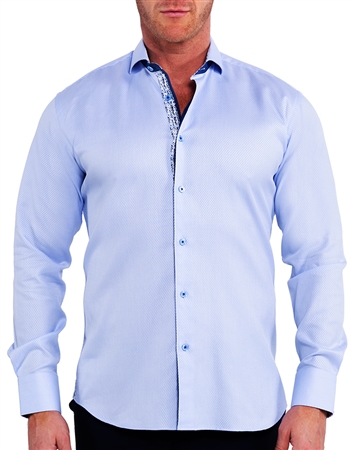 Maceoo Dress Shirt Blue Mini Diamond