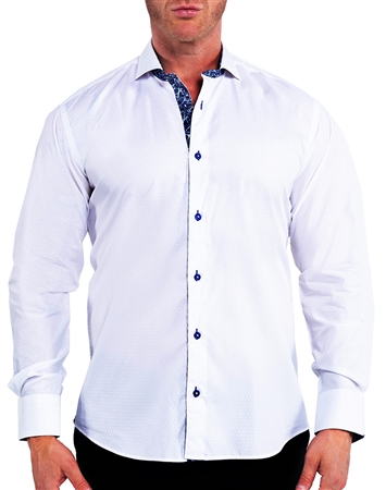 Maceoo Dress Shirt White Pincheck