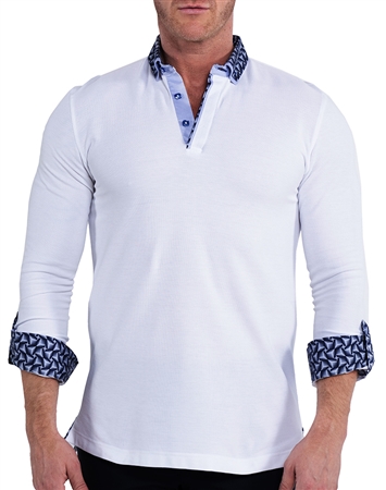 Maceoo Long Sleeve Polo Shirt White