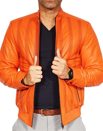 Maceoo Leather Jacket Orange