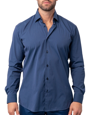 Maceoo Designer Long Sleeve Dress Shirt Joyce Blue