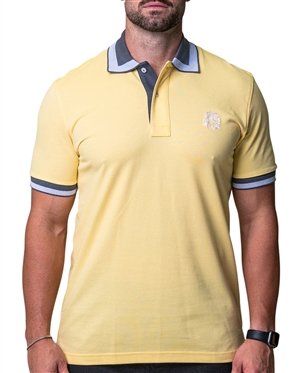 Maceoo Designer Short Sleeve Polo Shirts Yellow Solid