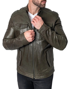 Maceoo olive green leather Jacket