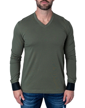 Maceoo V Neck Edison Solid Skull Green