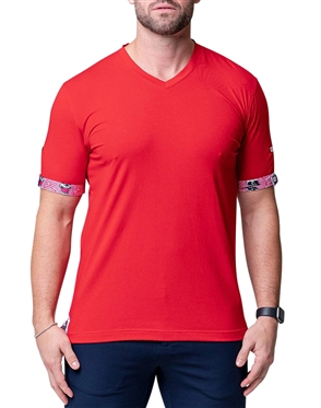 V-Neck Vivaldisolidripple Red