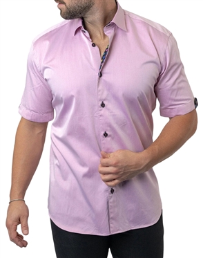 Maceoo Short Sleeve Shirt Galileo Fleur Rose Pink