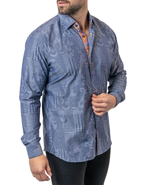 Maceoo Shirt Fibonacci DenimPatch Blue