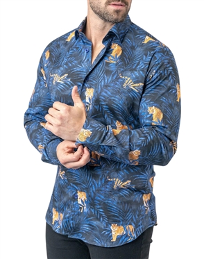 Maceoo Shirt Fibonacci TigerPalm 75 Blue