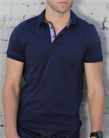 Luxury Slim Fit Polo - Navy Polo Shirt