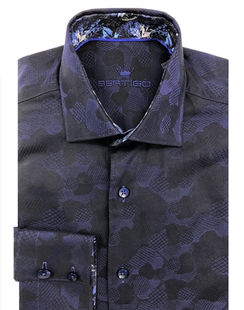 Designer Shirt - Navy Jacquard Button down