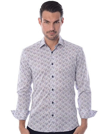 Unique Dress Shirt - White Blue Fish