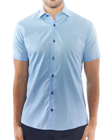 Modern Blue Short Sleeve Button Down